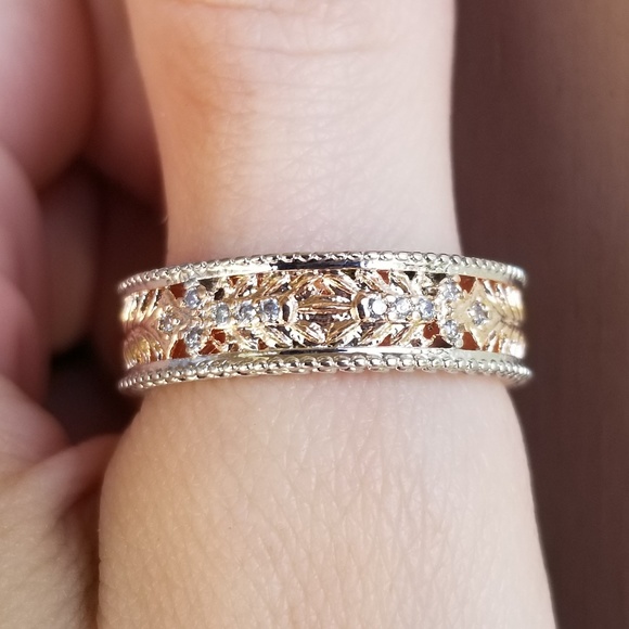 Jewelry - 🆕️S925/18K Rose Gold- White Sapphire Ring Sz 10